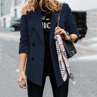 European And American Long-sleeved Double-breasted Button Blazer