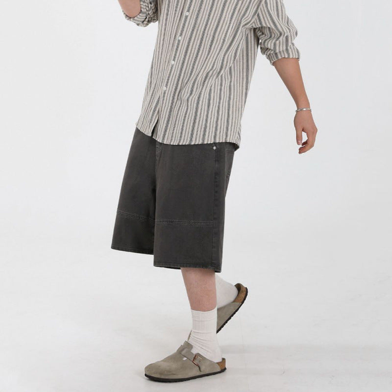 Denim Shorts Men's Loose Leisure Workwear Cropped Pants