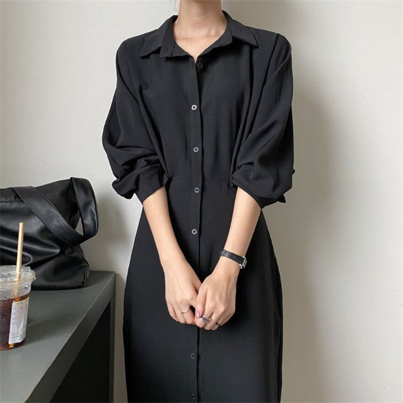 French Elegant Temperament Dress Female Lapel Waist Waist