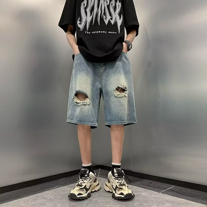 Ruoshuai Men's  Denim Shorts